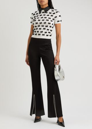 Embellished Split-Hem Trousers