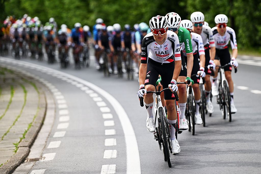 UAE Team Emirates-XRG leads the peloton during the 65th De Brabantse Pijl
