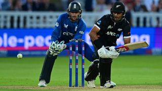 Rachin Ravindra (R) plays a shot ahead of the ENG vs NZ live stream at ICC Cricket World Cup