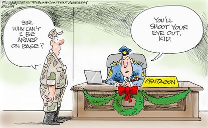 Political Cartoon U.S. Military Pentagon Funding