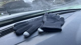 Gloves warming in a van