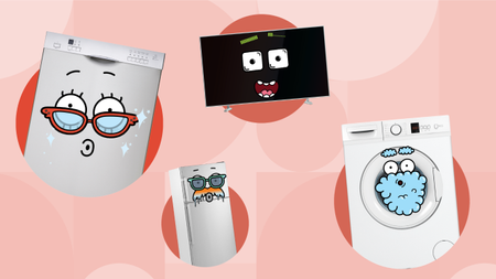 Household appliances with faces on them