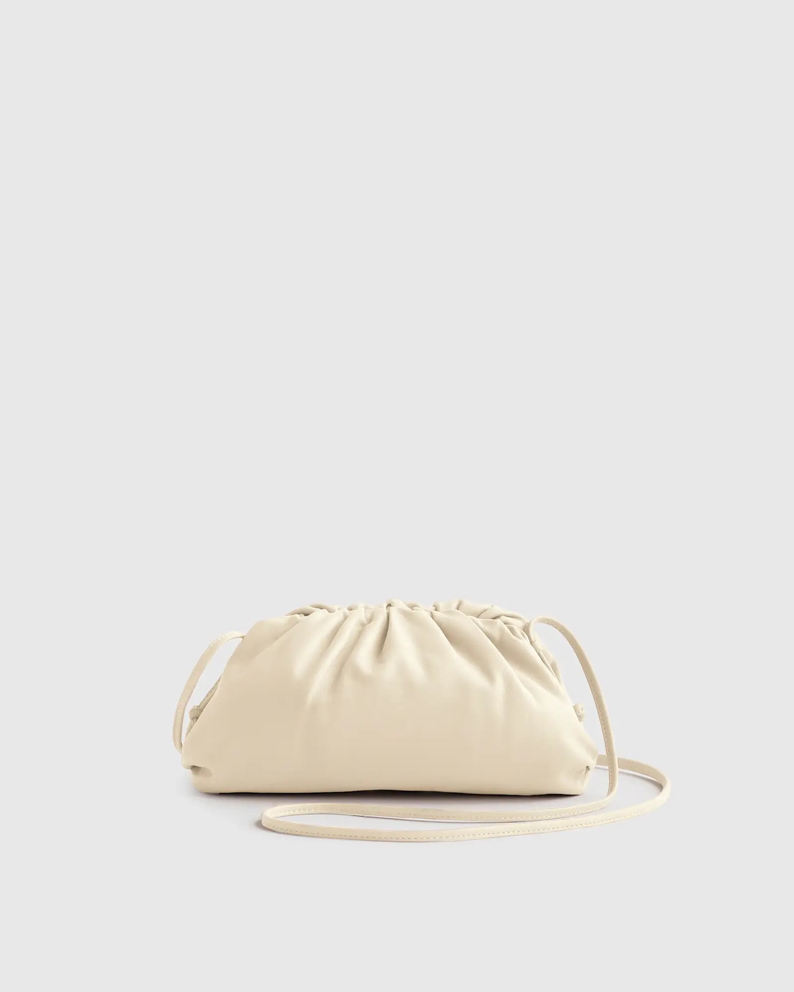 Quince, Italian Leather Pouch Crossbody Clutch in Cream