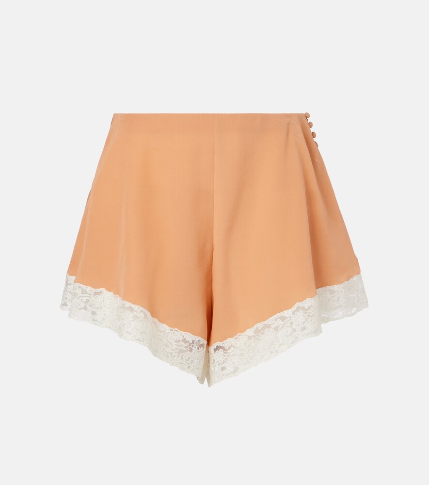 Lace-Trimmed Silk Shorts