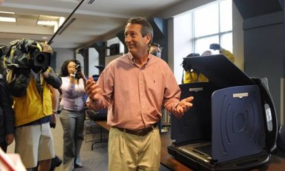 Former South Carolina Gov. Mark Sanford (R), seen here casting his vote, won back his seat in the House.
