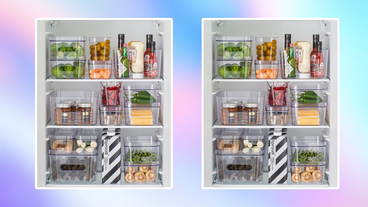 Organized fridge with clear containers