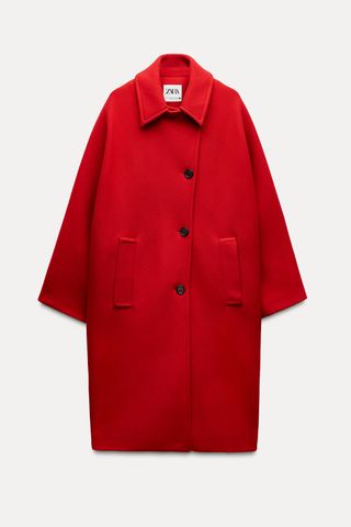 Wool Blend Oversized Coat Zw Collection