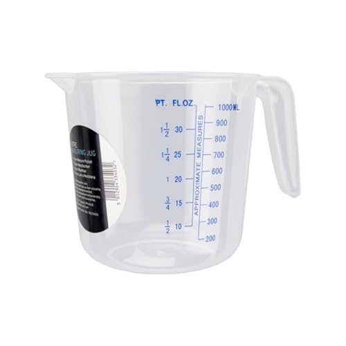 Chef Aid 1 Litre Plastic Measuring Jug, Bpa-Free, Transparent Liquid Measuring Cup With Easy-Read Markings, Ideal for Cooking, Baking, and Food Preparation