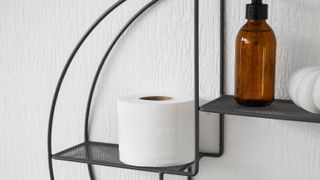 Toilet roll and essential oil bottle