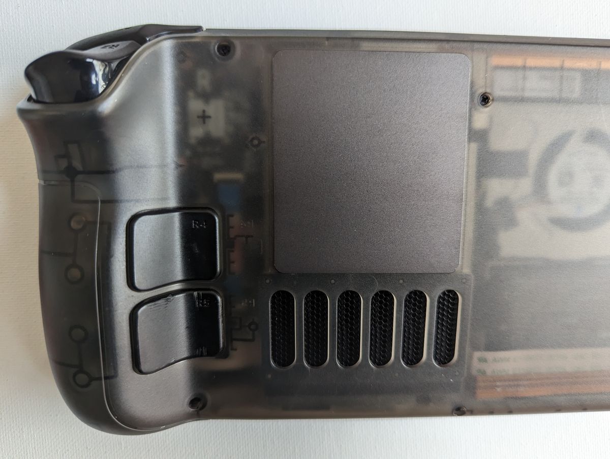 left portion of Translucent Steam Deck back