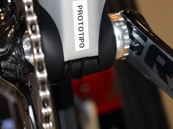 The derailleur cables exit the frame down by the bottom bracket on the new Colnago M10.