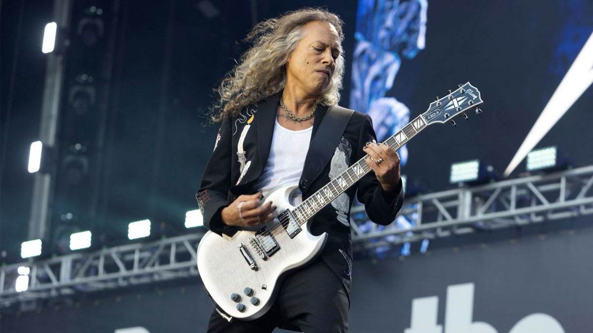 Kirk Hammett plays CEO 4 at Black Sabbath&#039;s farewell show, Back to the Beginning. CEO 4 is an SG built by Gibson CEO and president Cesar Gueikian, and it is being auction for Gibson Gives.
