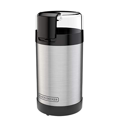 Black+decker One Touch Coffee Grinder, 2/3 Cup Coffee Bean Capacity, Spice Grinder, One Touch Push-Button Control -150 Watts -Stainless Steel Blades