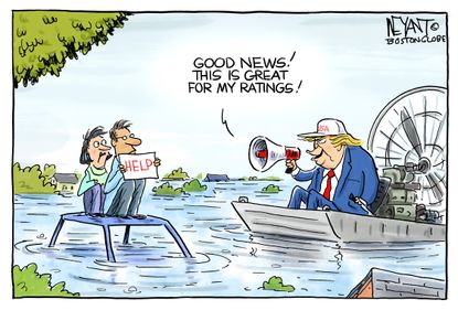 Political cartoon U.S. Trump ratings Harvey