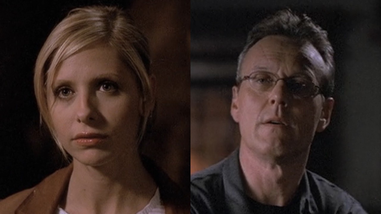 Sarah Michelle Gellar stars as Buffy Summers, while Anthony Head stars as Rupert Giles on Buffy the Vampire Slayer.