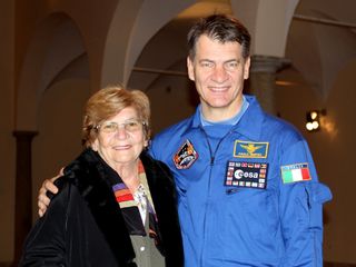 European Space Agency astronaut Paolo Nespoli with his mother in November 2010, shortly before he launched to the International Space Station.