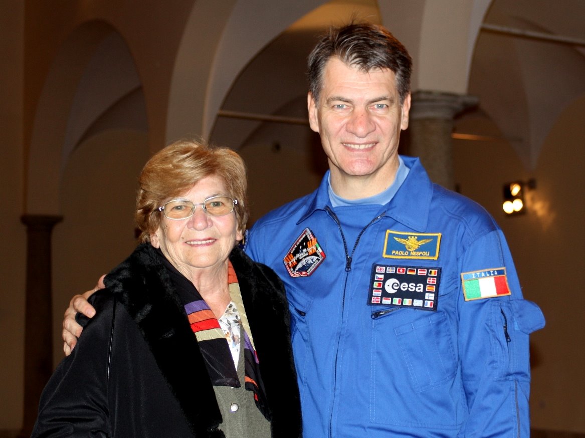 European Space Agency astronaut Paolo Nespoli with his mother in November 2010, shortly before he launched to the International Space Station.