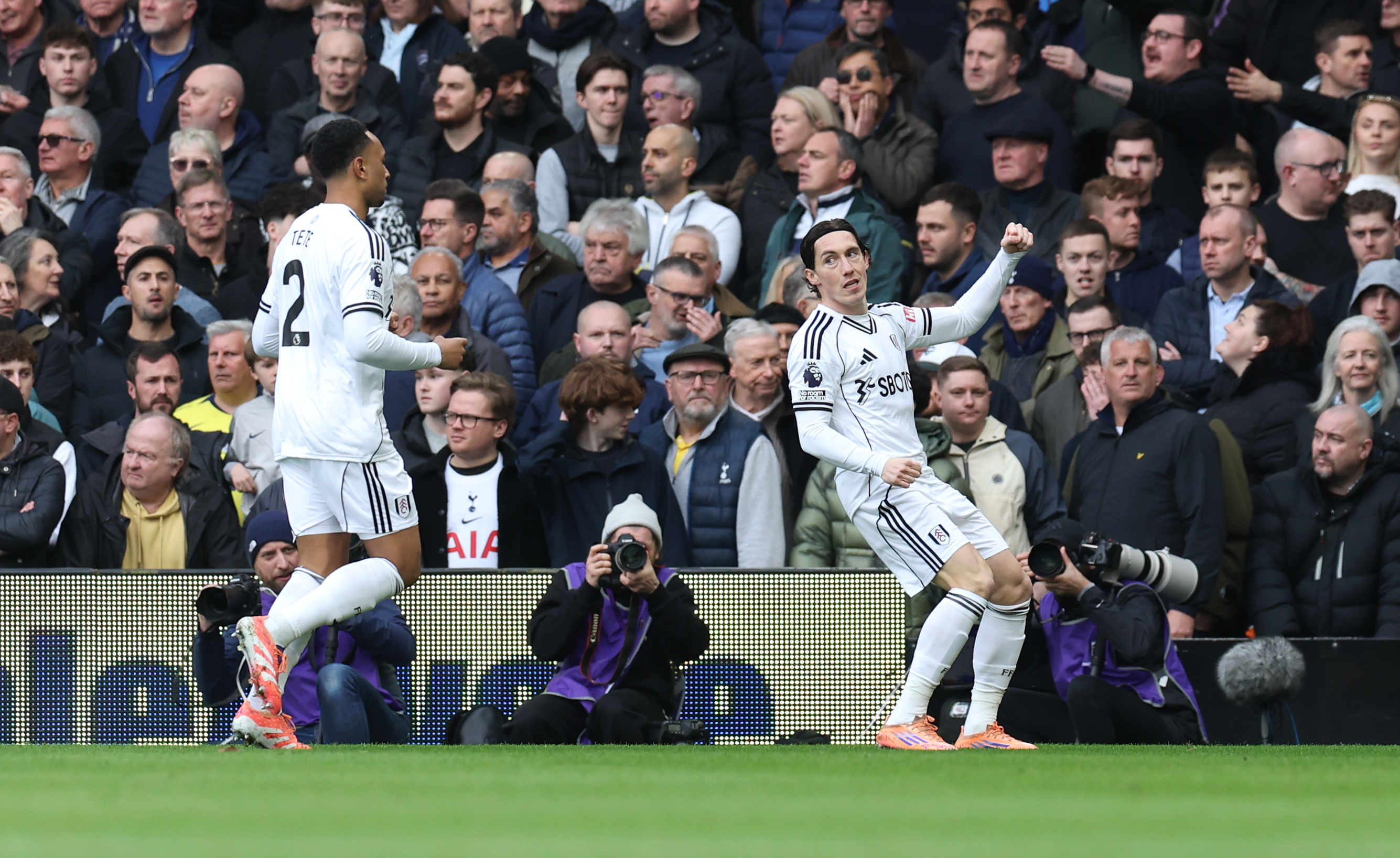 Fulham forward Harry Wilson celebrates after netting against Tottenham on Sunday