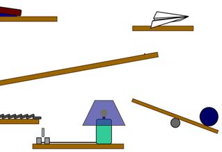 Examples of SVG: Animated Rube Goldberg machine