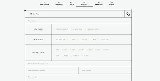 The main form on the talent recruiting company The Supply’s website (thesupply.com) uses inline form field labels, to create much the same effect as the other examples.
