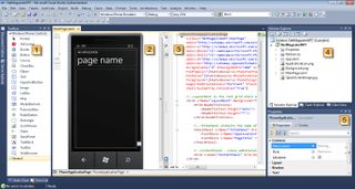 Visual Studio 2010 with a new Windows Phone 7 application loaded