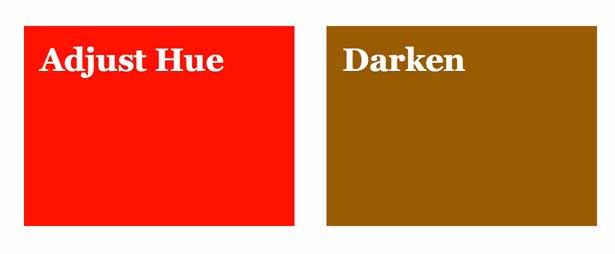 The result of adjust-hue and darken on the colour