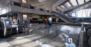 In Epic's Bullet Train demo, the player is teleported between stationary points.