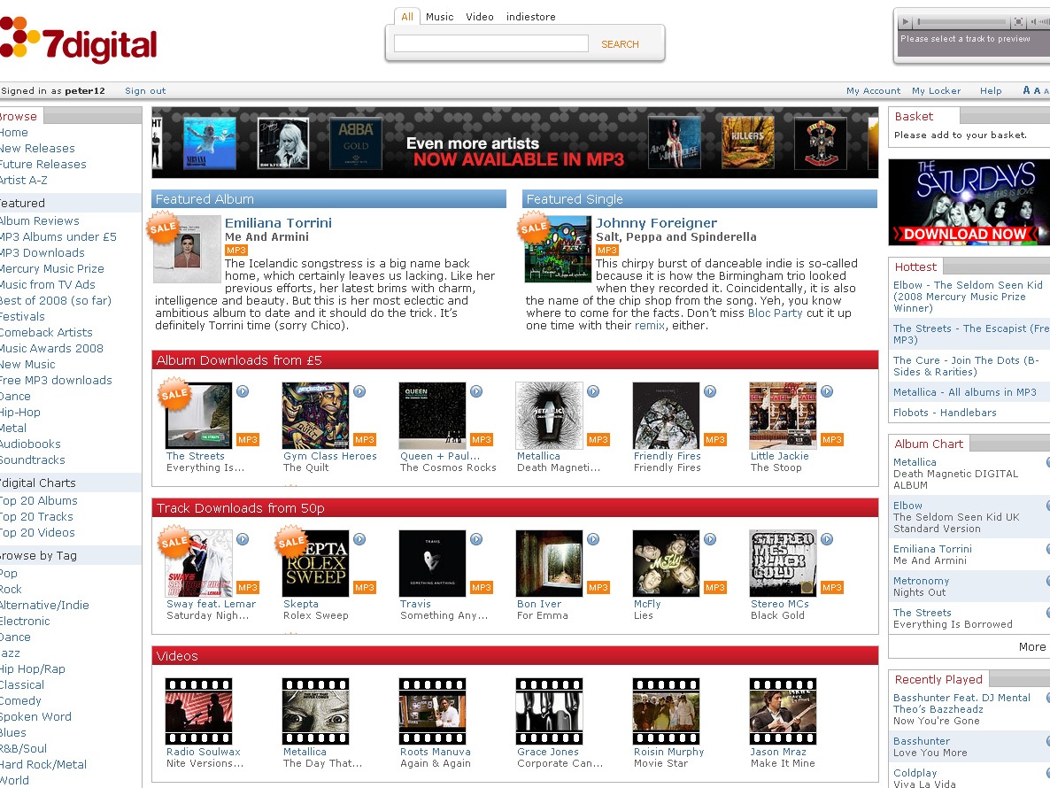 7 Digital - first European site to have all four major music labels&#039; music on MP3