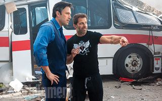 Ben Affleck and director Zack Snyder on set
