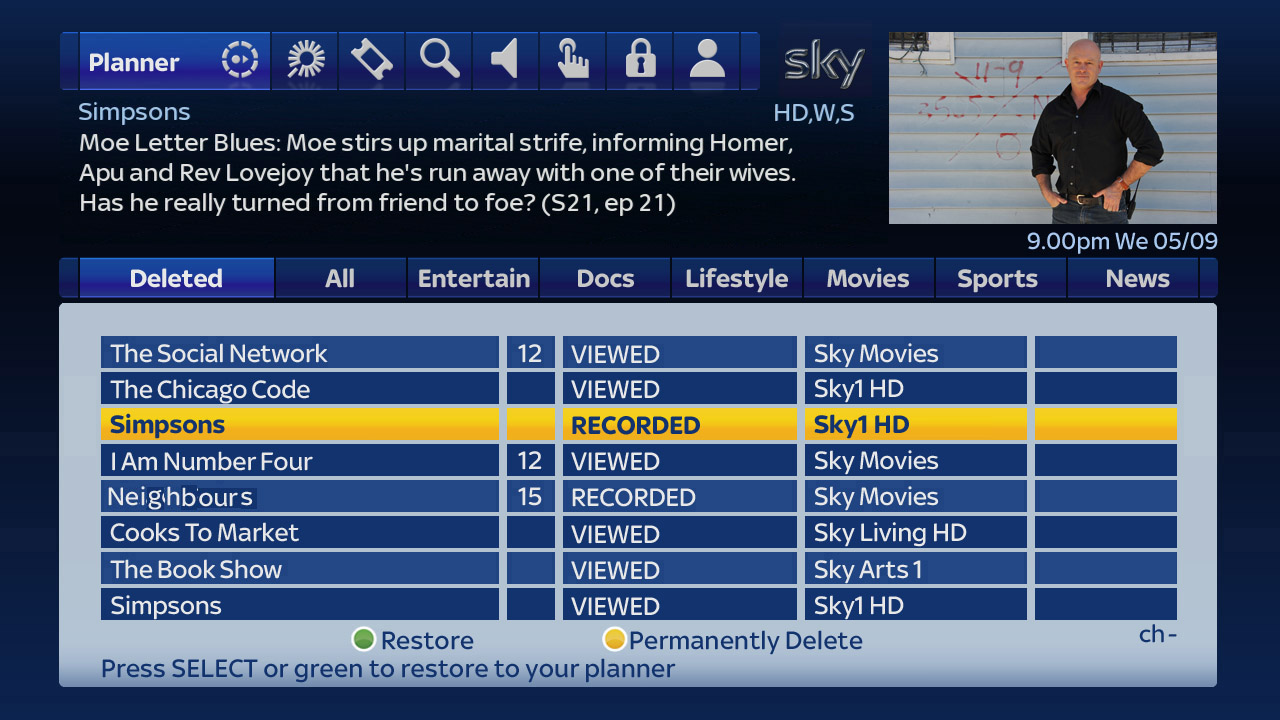 Sky+ HD TV Guide gets &#039;undelete&#039; feature