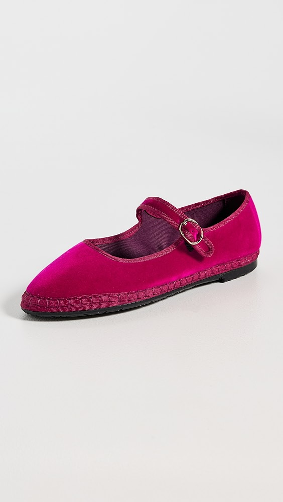 Flabelus Velvet Mary Jane Flats