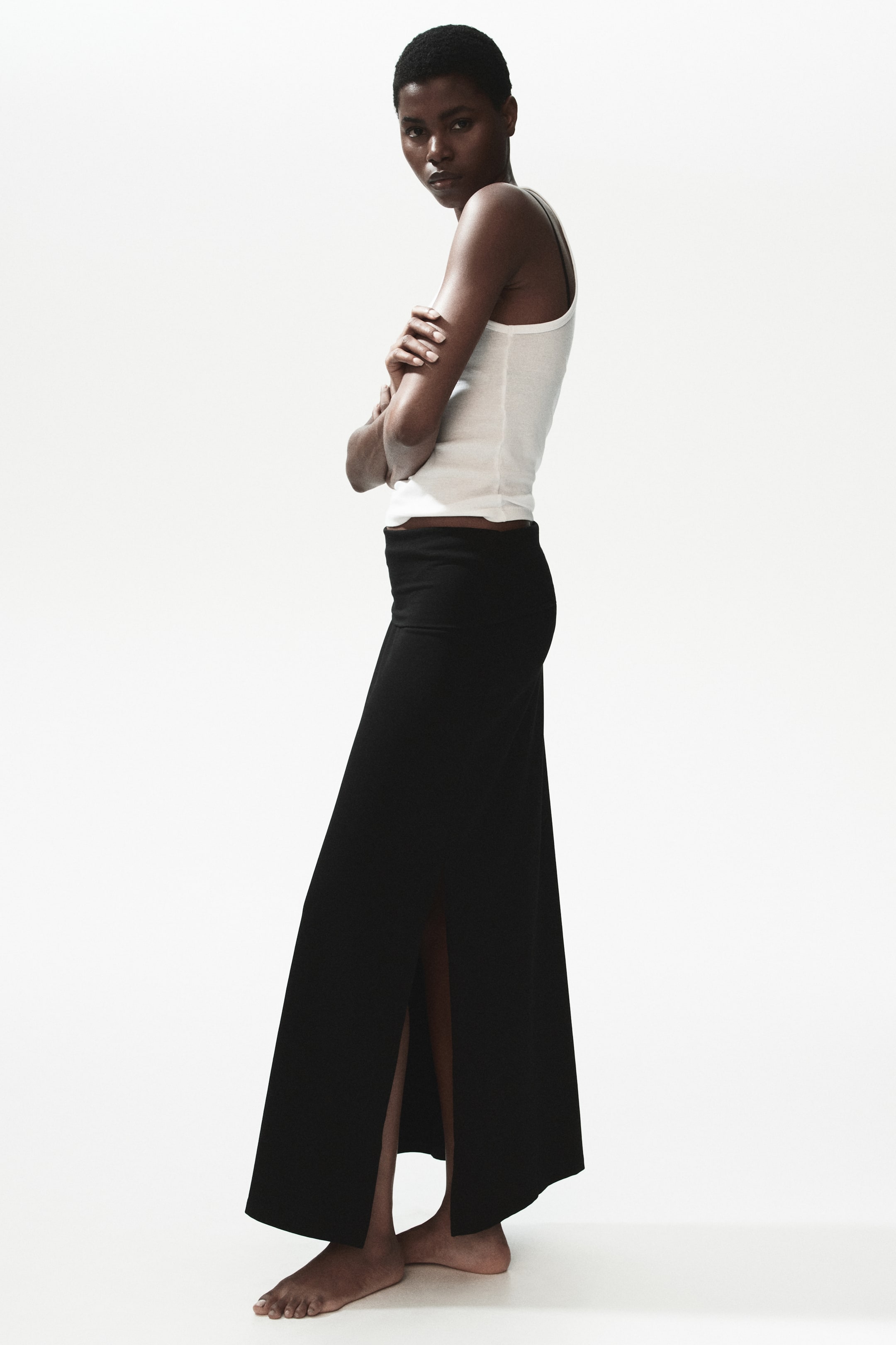 Foldover-Waist Cotton Skirt