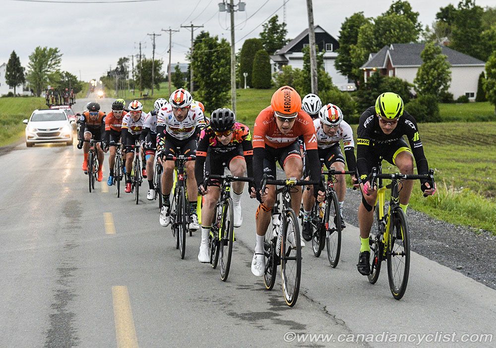 Rob Britton (Rally Cycling) at the front of the break