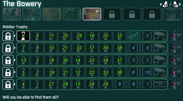 Complete Riddler Trophy The Bowery Riddler Trophies - Batman: Arkham City Riddler challenge ...