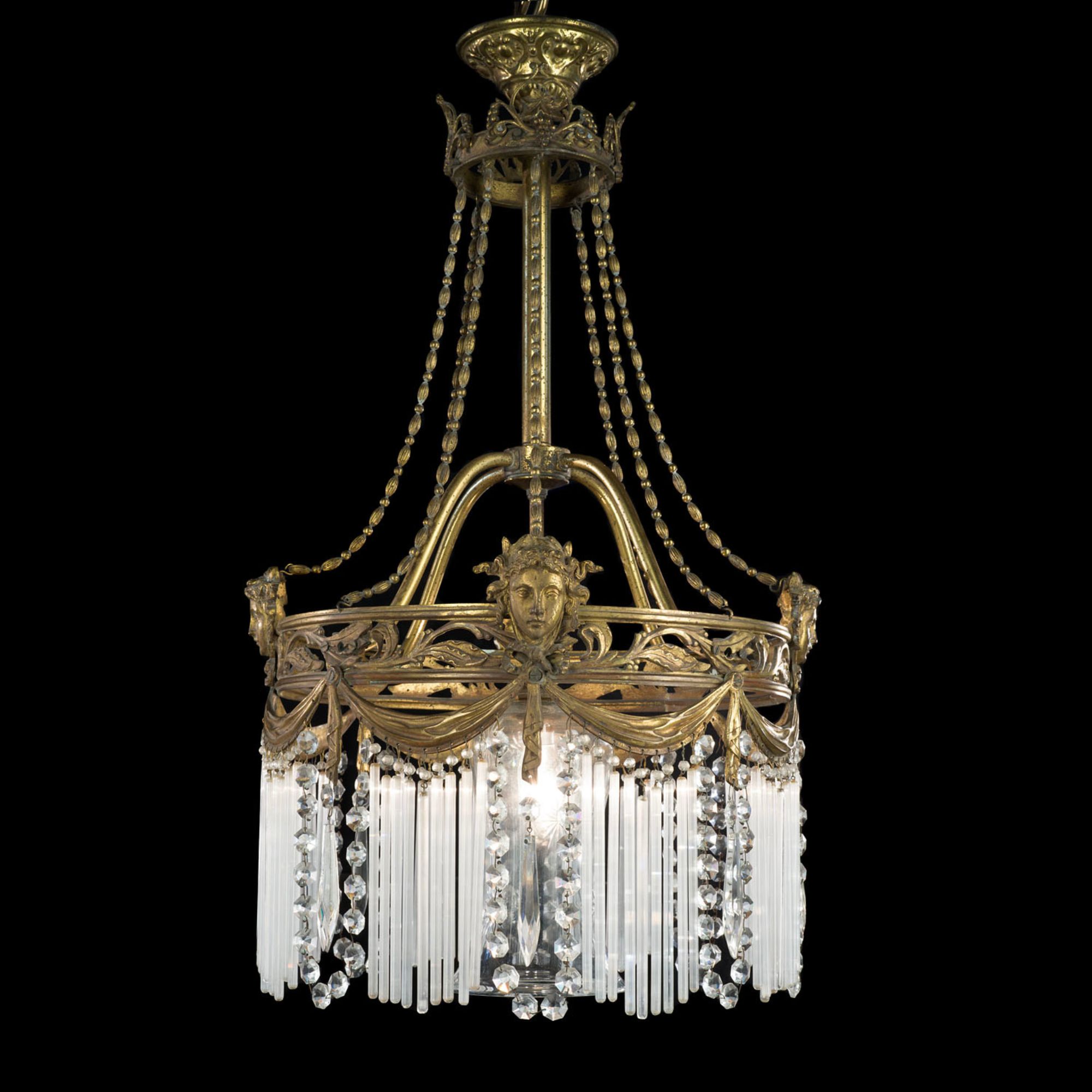 A Fine French Gilt Bronze and Glass Chandelier c.1900