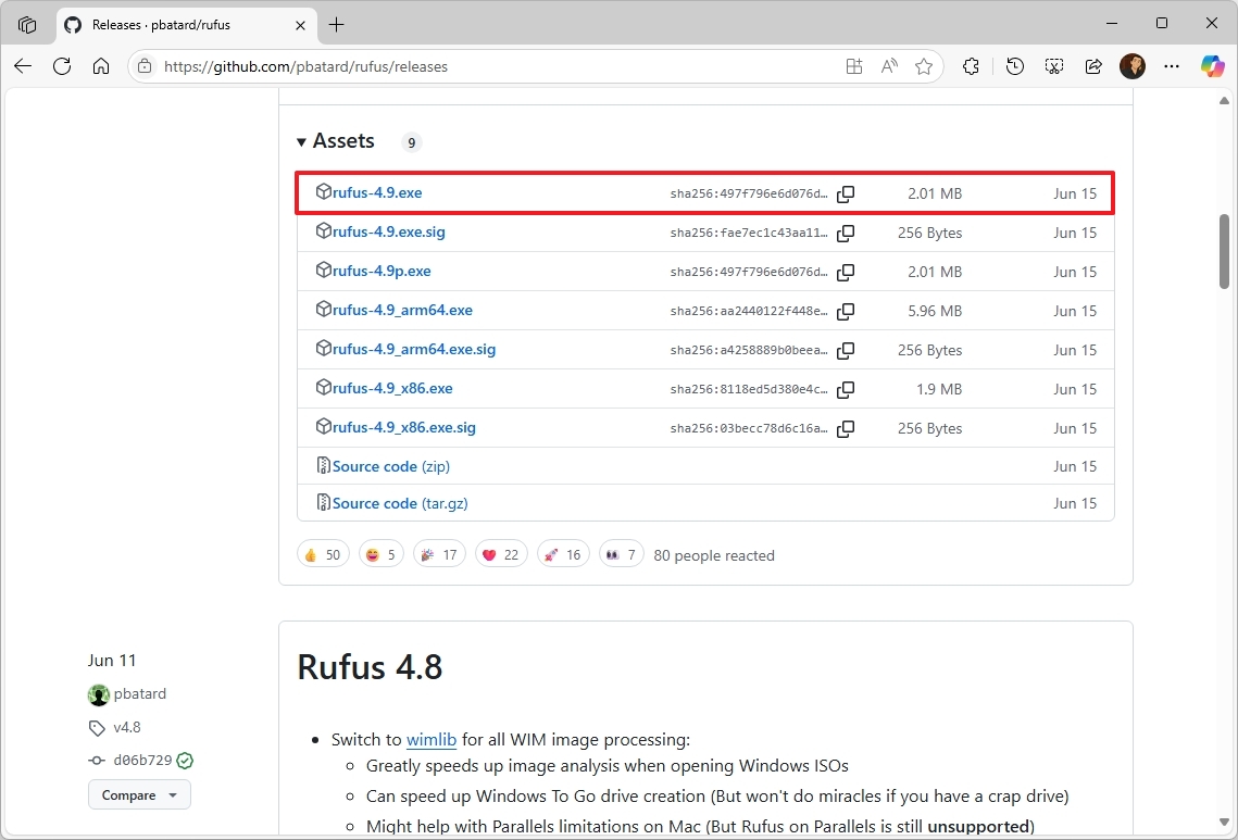 Rufus download from GitHub