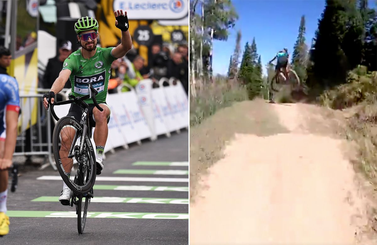 Peter Sagan shows off mountain bike skills as he 'trains' for Yorkshire ...
