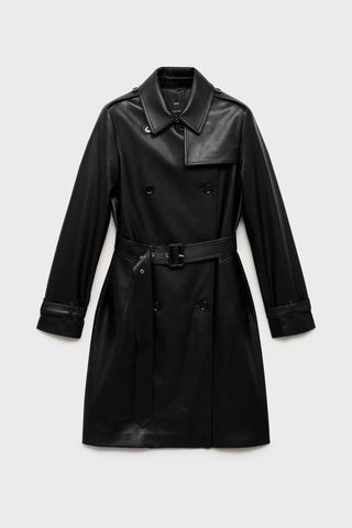 Mango faux leather trench coat