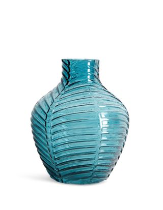 Blue glass vase by Dunelm
