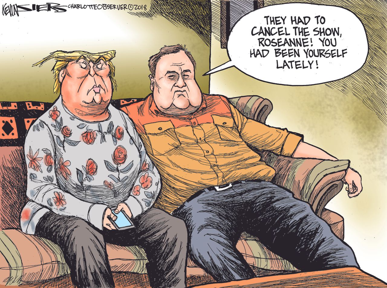 Editorial cartoon U.S. Roseanne cancellation Trump