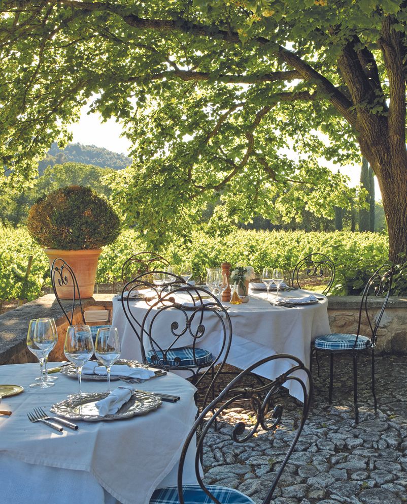 restaurant tables on a terrace