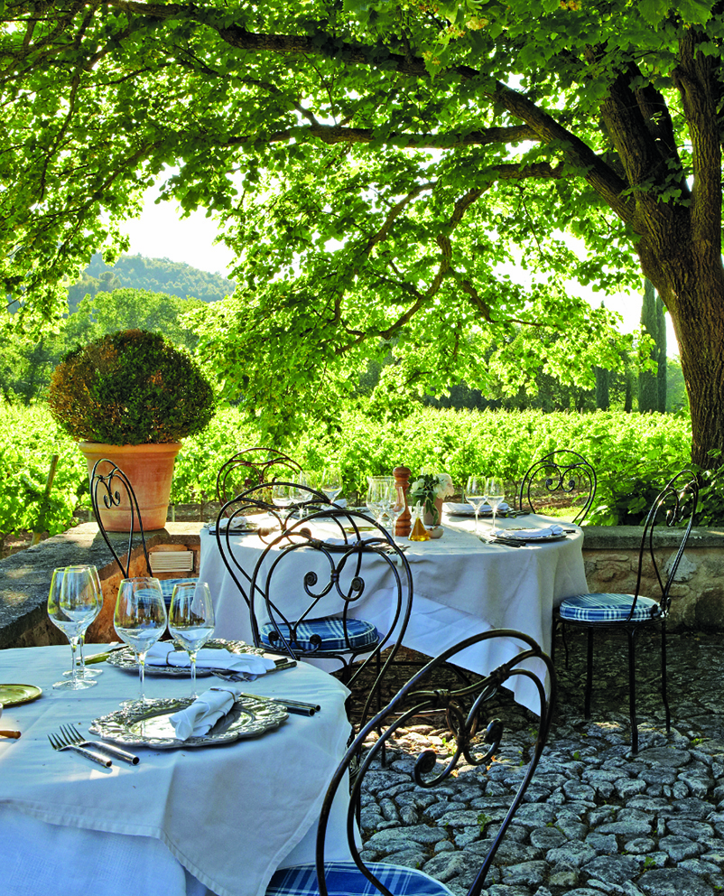 restaurant tables on a terrace