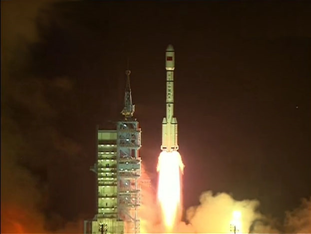  China&#039;s first space laboratory module, Tiangong 1 (Chinese for &quot;Heavenly Palace&quot;) blasts off from the Jiuquan Satellite Launch Center on Sept. 29, 2011. The module will fly a 2-year mission for docking tests. 