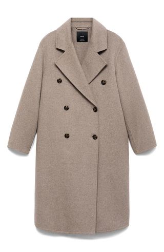 Oversize Double-Breasted Wool Blend Coat