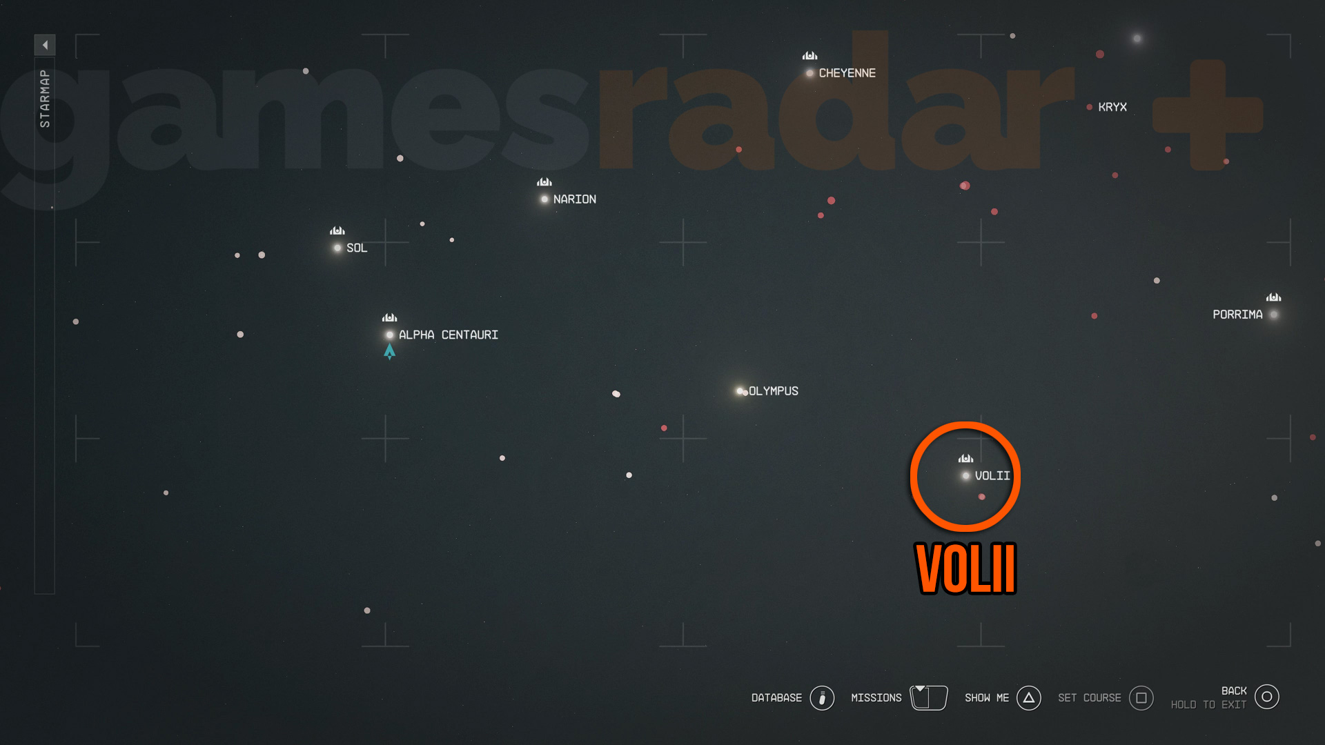 Starfield Neon location on the Starmap