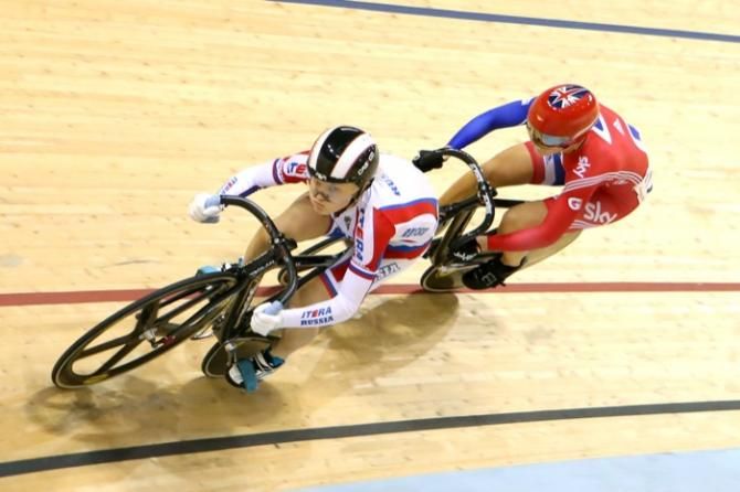 Anastasiya Voynova (Russia) makes Jess Varnish (GBr) work hard to win the 1/8 final