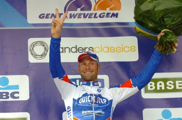 Tom Boonen on the top step of the podium