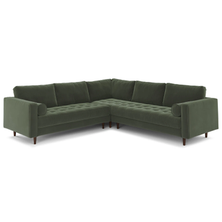 Sven 107" Tufted Velvet Corner Sectional