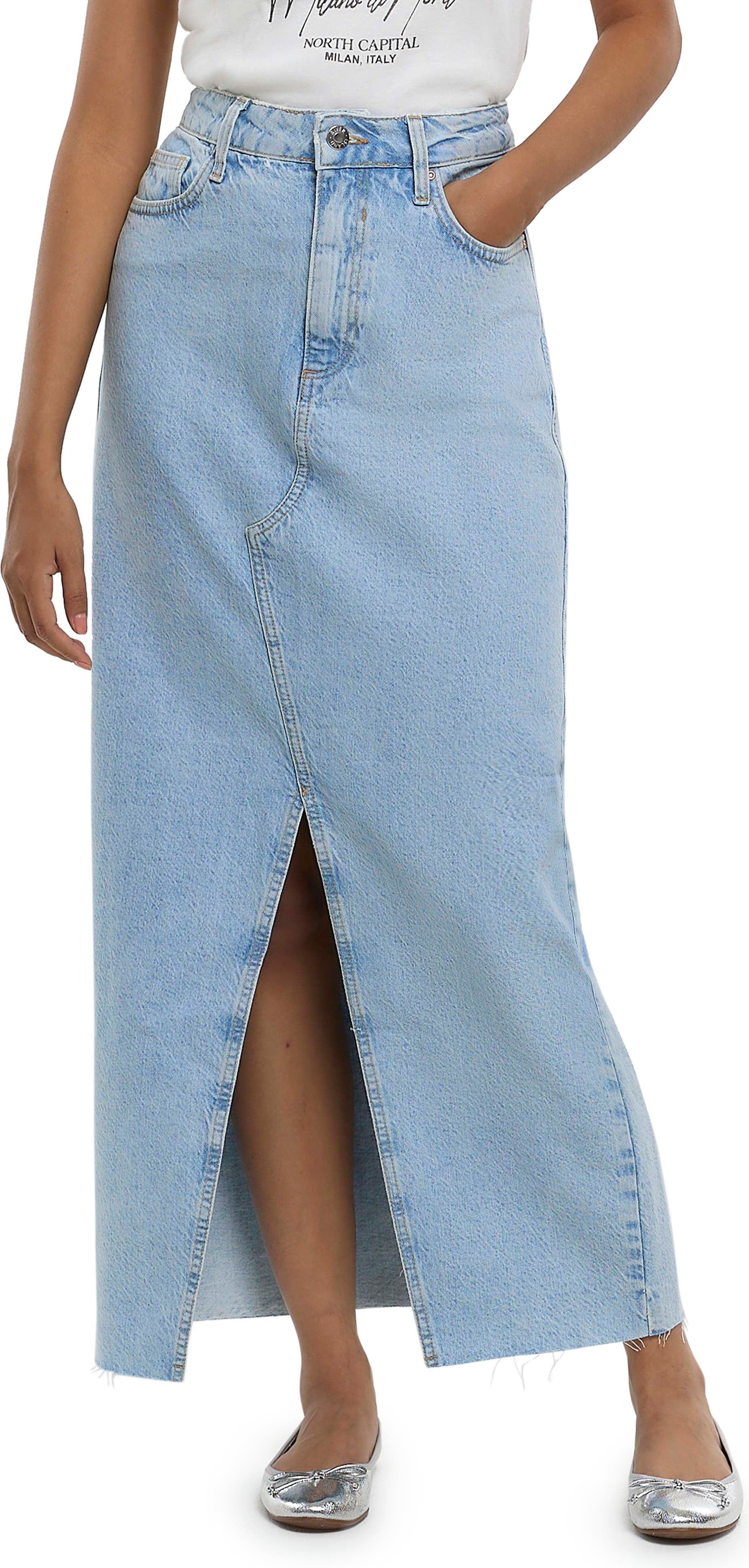 River Island Slit Front Denim Skirt