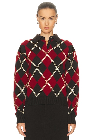 Collegiate Argyle Polo Top